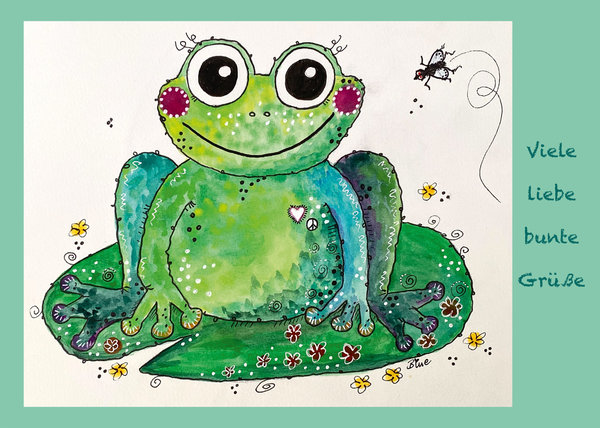 Postkarte Happy Frosch