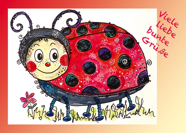 Postkarte Happy Käfer